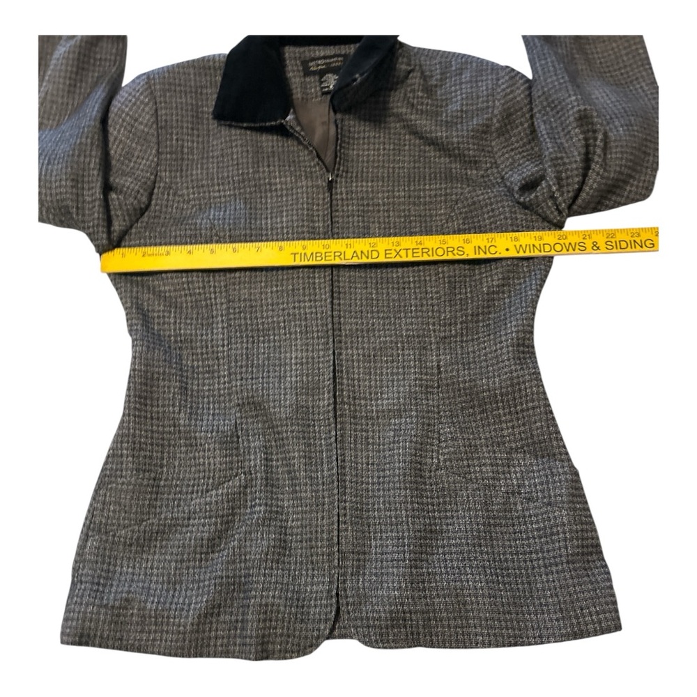 Metro Collection New York Micro Houndstooth Full Zip Blazer Velvet Collar Size 8 - Picture 9 of 12